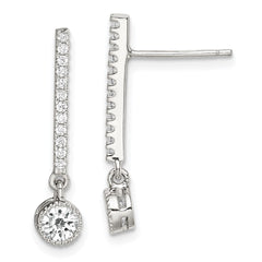 Sterling Silver CZ Drop Bar Post Earrings