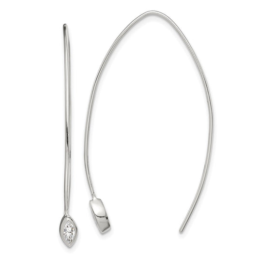 Sterling Silver Oval CZ Threader Earrings