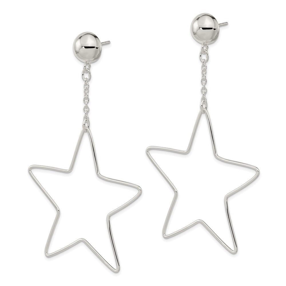 Sterling Silver Star Dangle Post Earrings