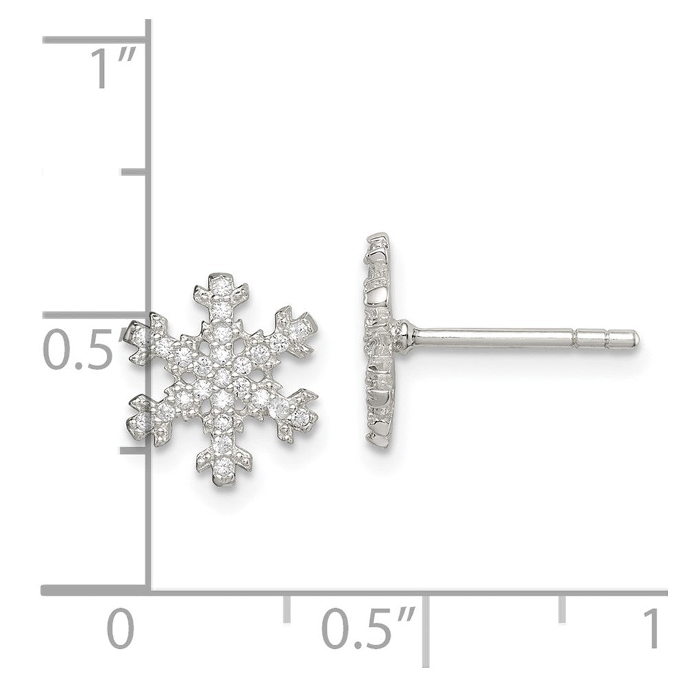 Sterling Silver CZ Snowflake Post Earrings