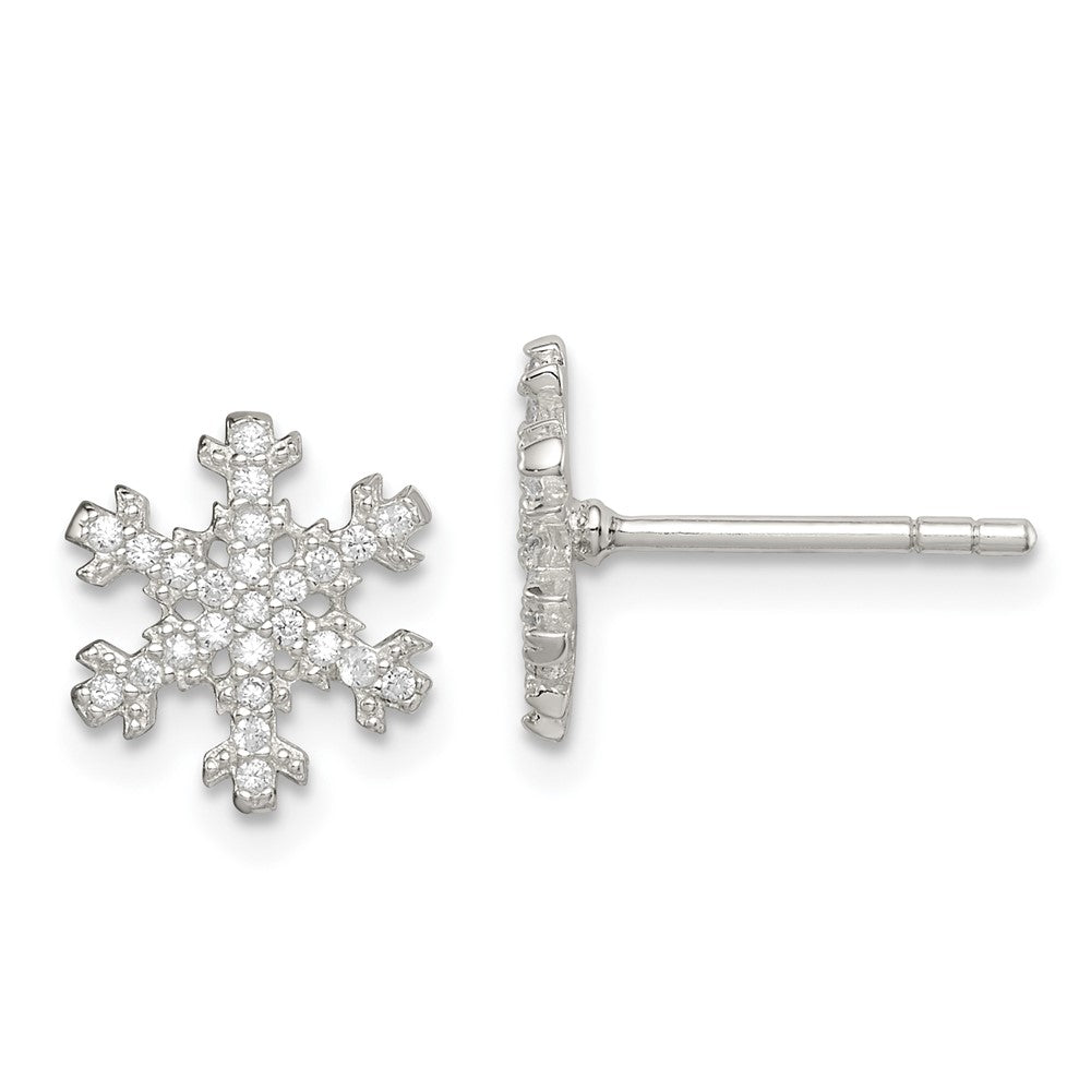 Sterling Silver CZ Snowflake Post Earrings