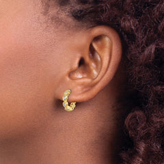 Yellow Gold-plated Sterling Silver CZ Post Hoop Earrings