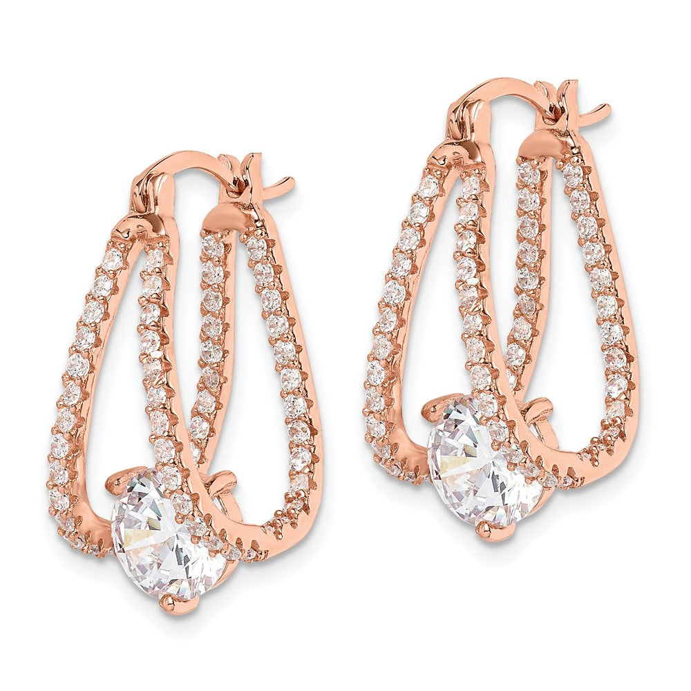 Rose Gold-plated Sterling Silver CZ Hoop Earrings