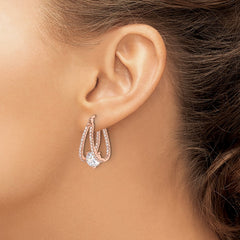 Rose Gold-plated Sterling Silver CZ Hoop Earrings