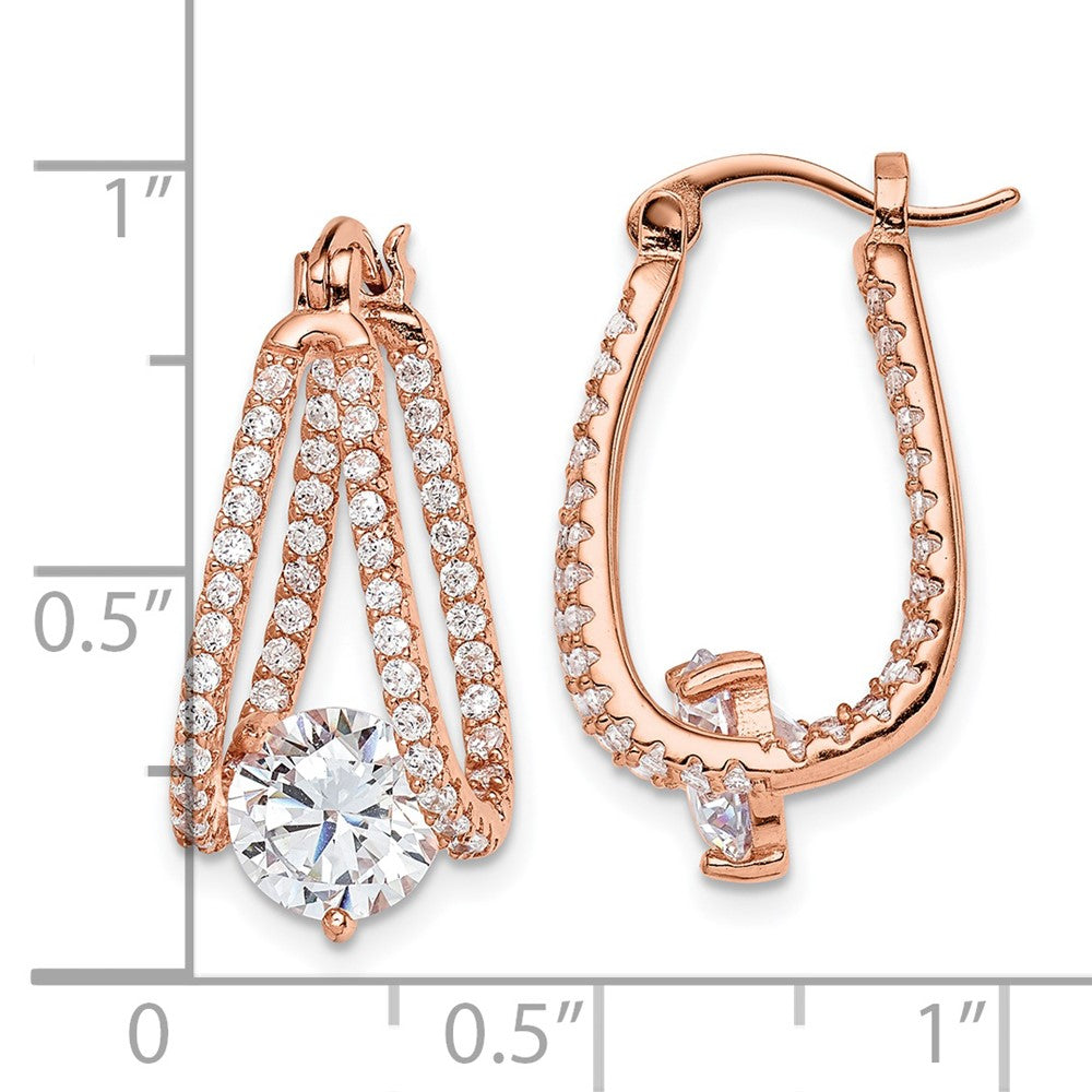 Rose Gold-plated Sterling Silver CZ Hoop Earrings