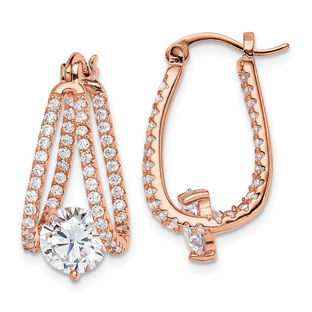 Rose Gold-plated Sterling Silver CZ Hoop Earrings