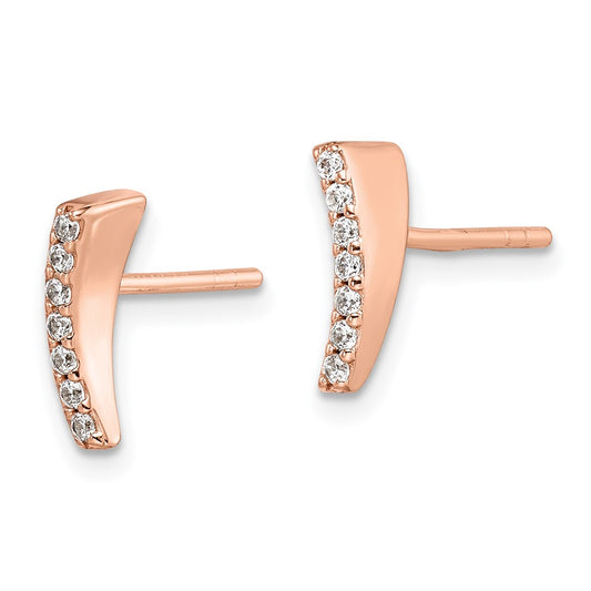 Rose Gold-plated Sterling Silver CZ Post Earrings