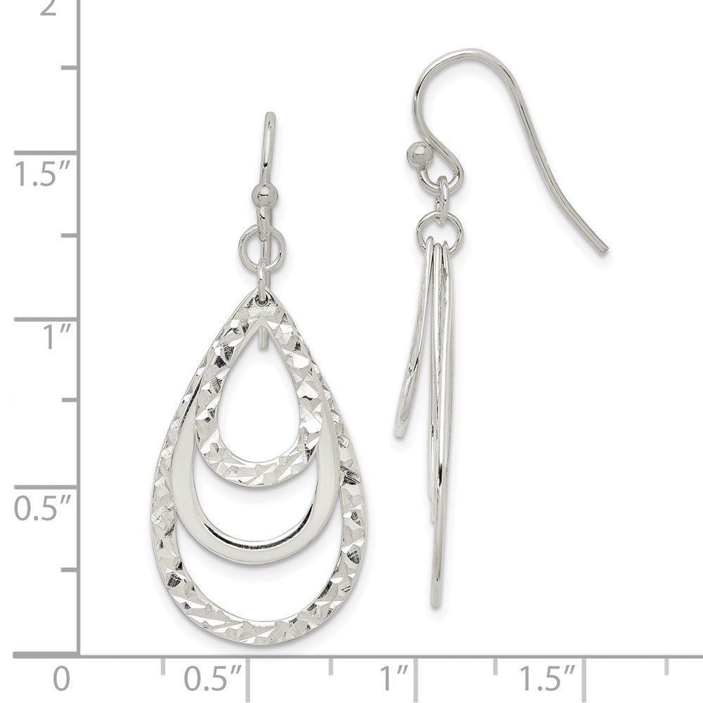 Sterling Silver Diamond-cut Dangle Earrings