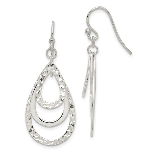 Sterling Silver Diamond-cut Dangle Earrings