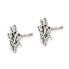 Sterling Silver Antiqued Tulip Post Earrings