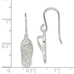 Sterling Silver CZ Flip-Flop Dangle Earrings