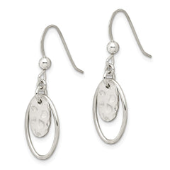 Sterling Silver Hammered Oval Dangle Earrings