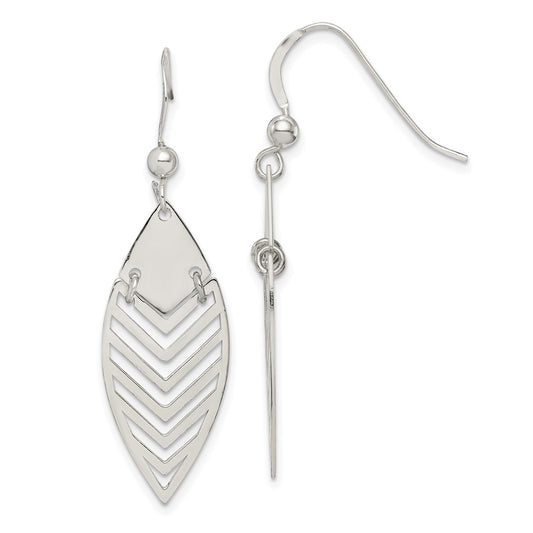 Sterling Silver Polished Leaf Dangle Earrings