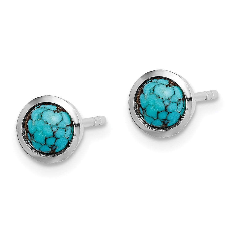 Sterling Silver Round Turquoise Post Earrings