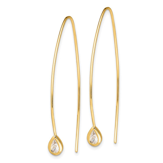 Sterling Silver Gold-tone CZ Threader Earrings