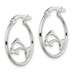 Sterling Silver Polished Dolphin Hoop Earrings