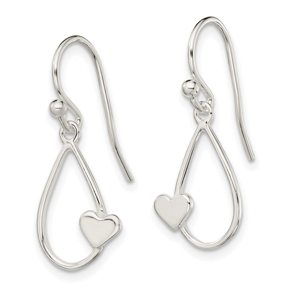 Sterling Silver Polished Heart Dangle Earrings