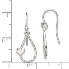 Sterling Silver Polished Heart Dangle Earrings