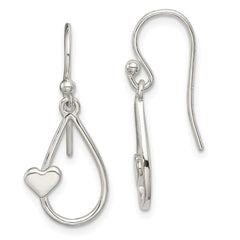 Sterling Silver Polished Heart Dangle Earrings