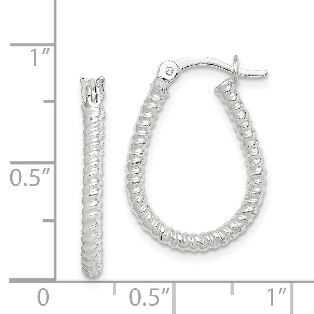 Sterling Silver Twisted 2.5mm Teardrop Hoop Earrings