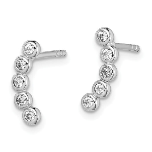 Rhodium-plated Sterling Silver CZ Post Earrings