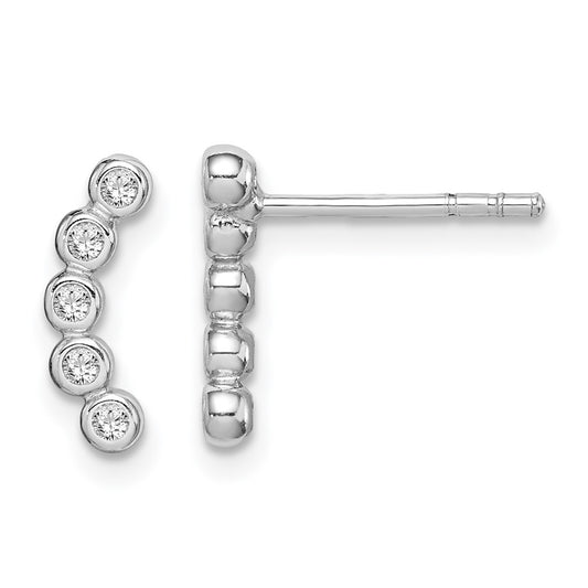 Rhodium-plated Sterling Silver CZ Post Earrings