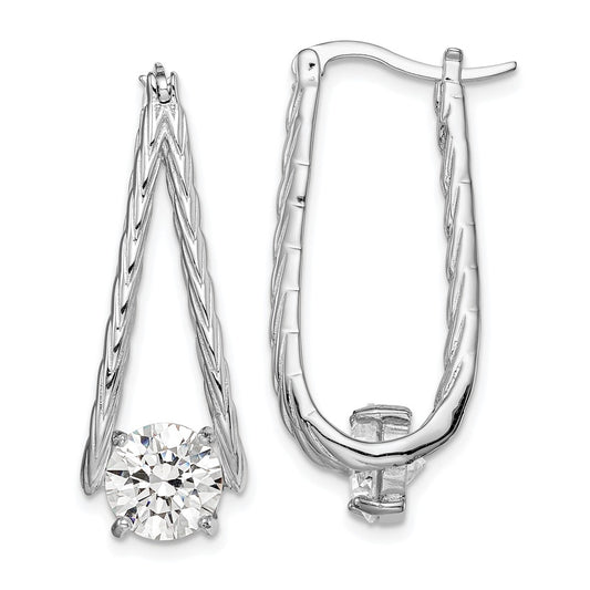 Rhodium-plated Sterling Silver CZ Hoop Earrings