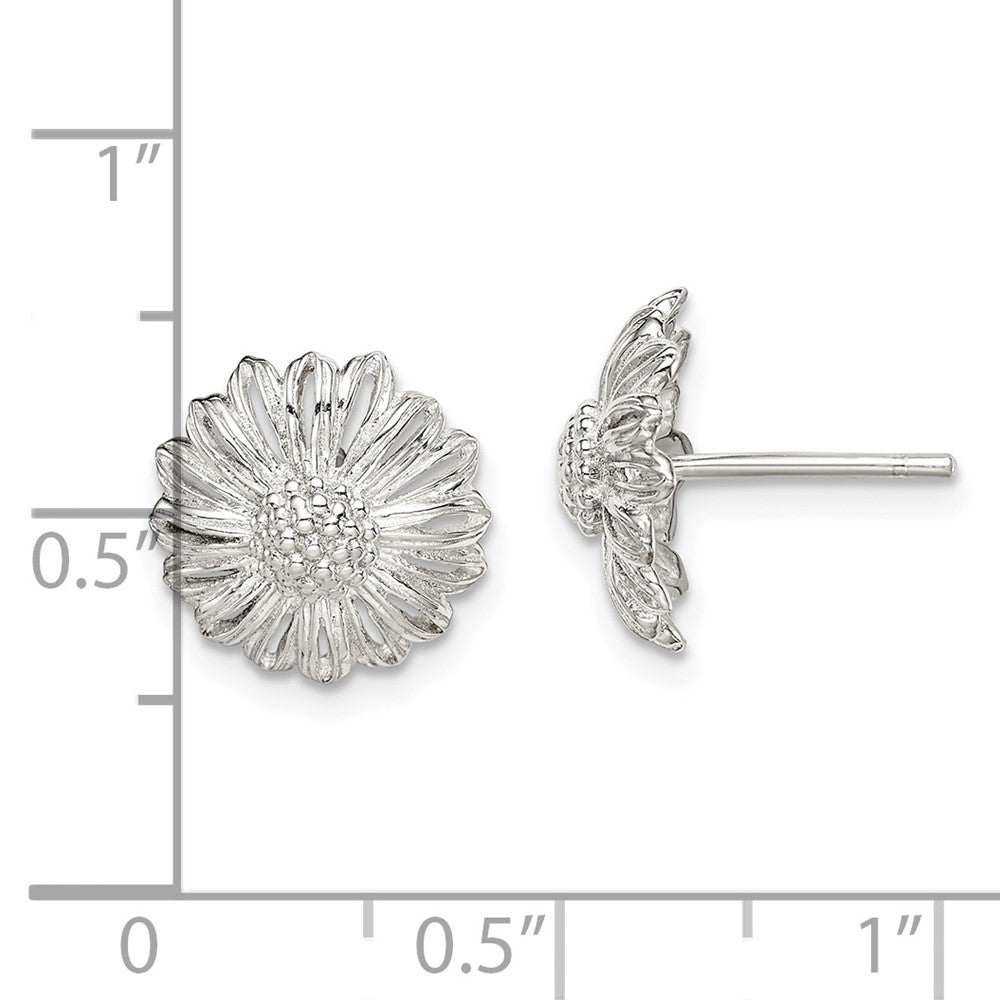 Sterling Silver Antiqued Sunflower Post Earrings