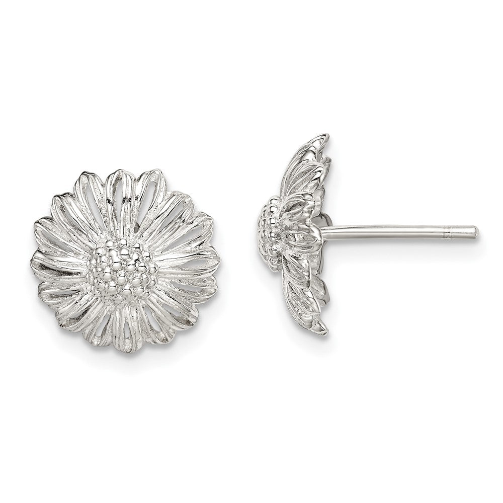 Sterling Silver Antiqued Sunflower Post Earrings