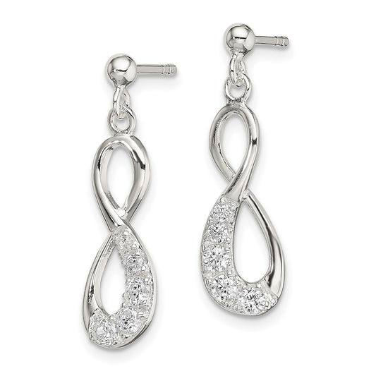 Sterling Silver CZ Infinity Loop Dangle Earrings