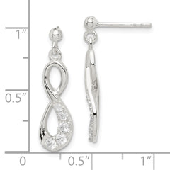 Sterling Silver CZ Infinity Loop Dangle Earrings
