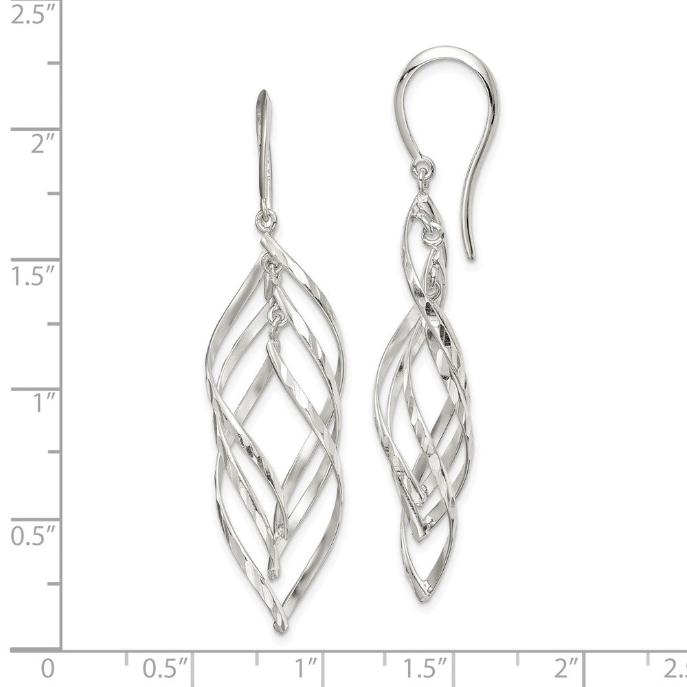 Sterling Silver Fancy Diamond-cut Dangle Earrings