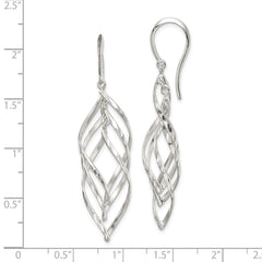 Sterling Silver Fancy Diamond-cut Dangle Earrings