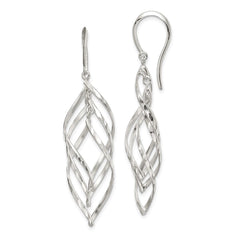 Sterling Silver Fancy Diamond-cut Dangle Earrings