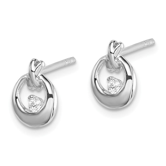 Rhodium-plated Sterling Silver CZ Circle Earrings