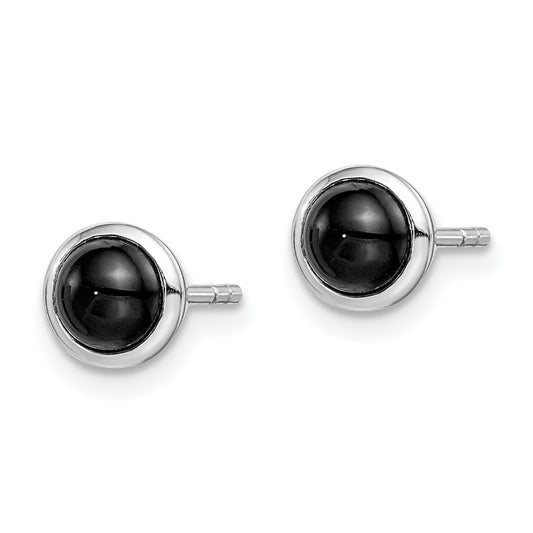 Rhodium-plated Sterling Silver Onyx Post Earrings