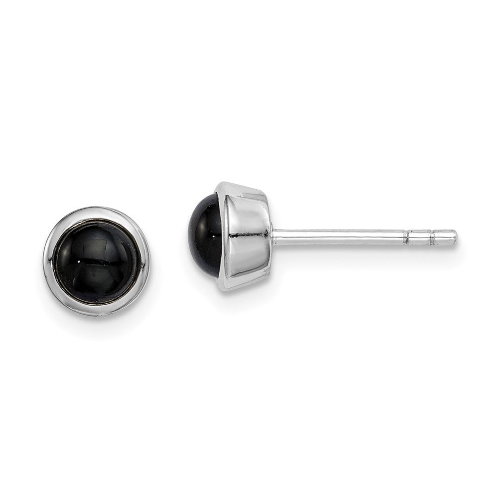 Rhodium-plated Sterling Silver Onyx Post Earrings