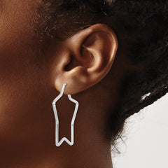 Rhodium-plated Sterling Silver 2mm Star Hoop Earrings
