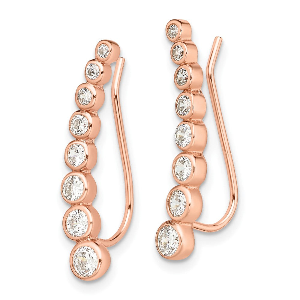 Rose Gold-plated Sterling Silver CZ Ear Climber Earrings