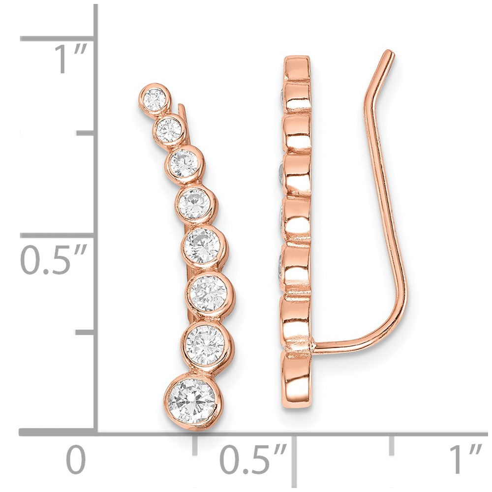 Rose Gold-plated Sterling Silver CZ Ear Climber Earrings