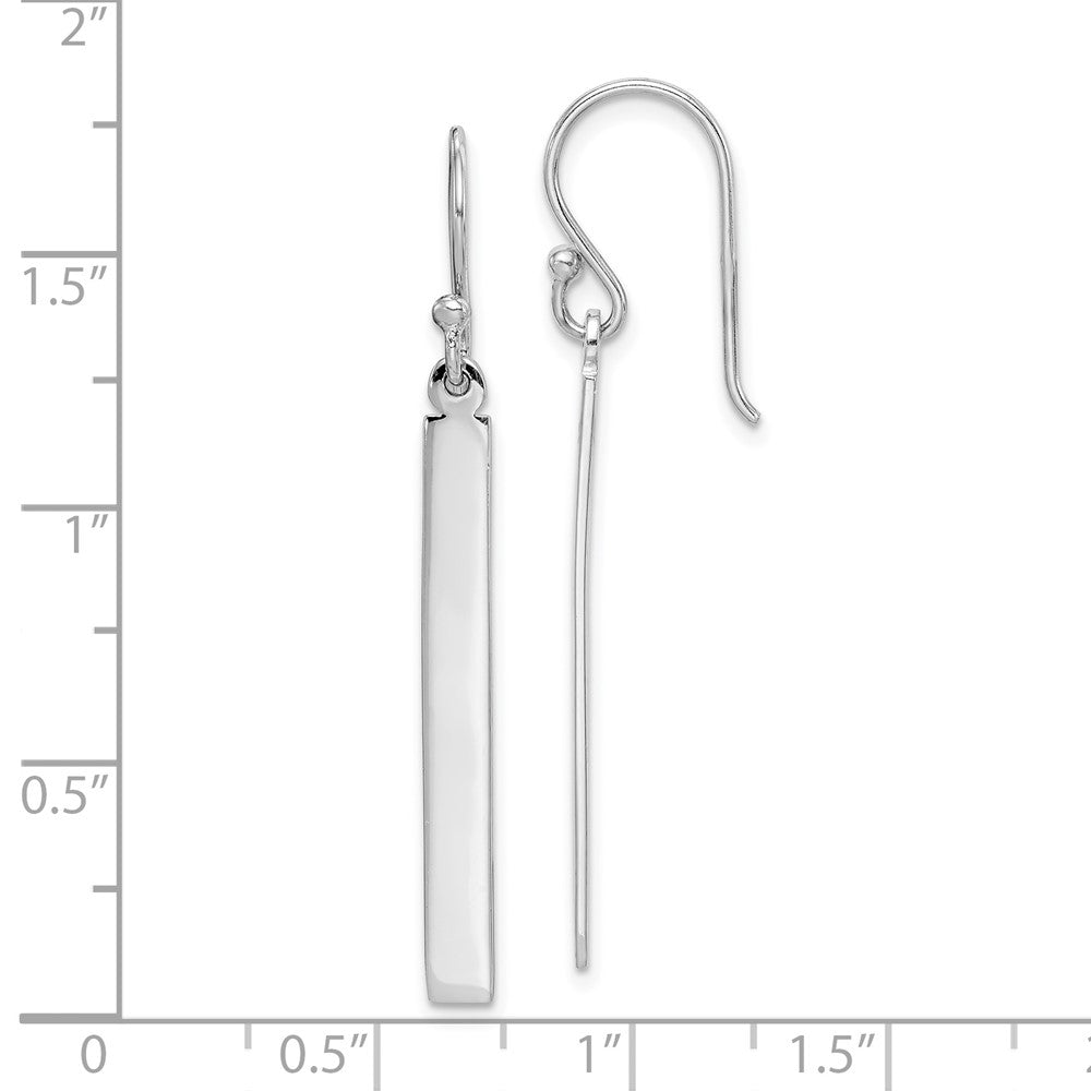 Rhodium-plated Sterling Silver Bar Dangle Earrings