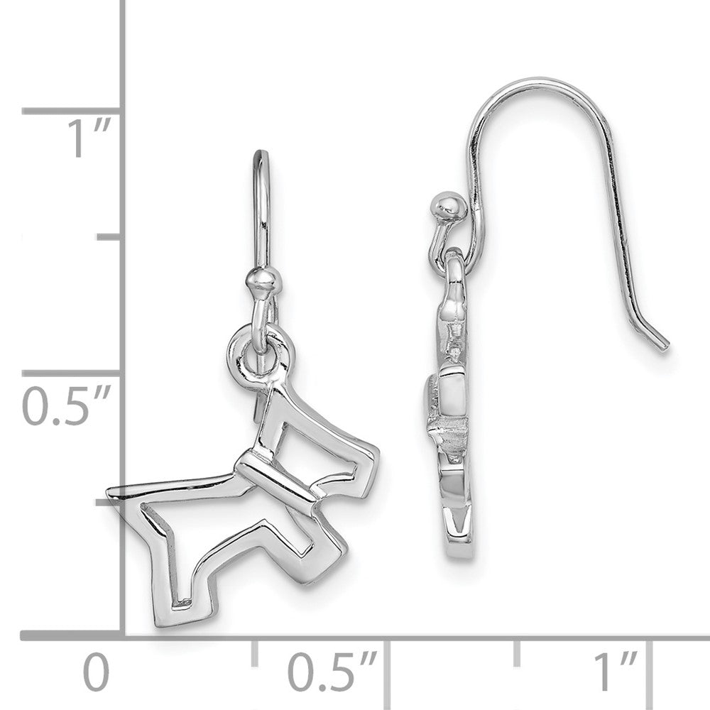 Rhodium-plated Sterling Silver Dog Dangle Earrings