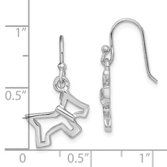 Rhodium-plated Sterling Silver Dog Dangle Earrings