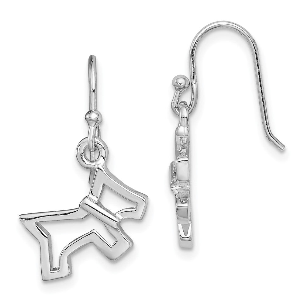 Rhodium-plated Sterling Silver Dog Dangle Earrings