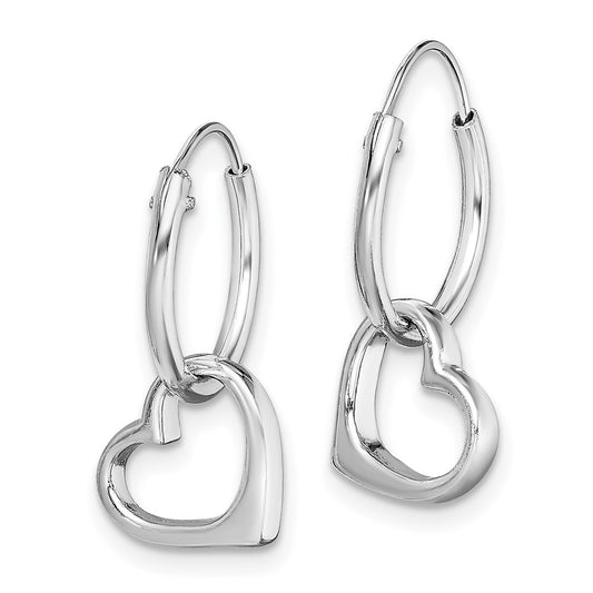 Rhodium-plated Sterling Silver Heart Hoop Earrings