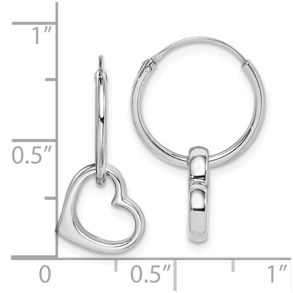 Rhodium-plated Sterling Silver Heart Hoop Earrings