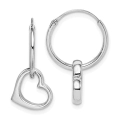 Rhodium-plated Sterling Silver Heart Hoop Earrings