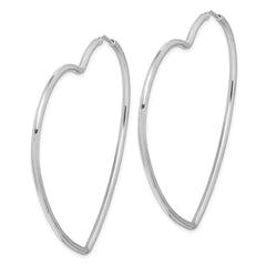 Rhodium-plated Sterling Silver 2mm Heart Hoop Earrings