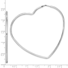 Rhodium-plated Sterling Silver 2mm Heart Hoop Earrings