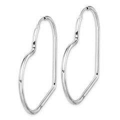 Rhodium-plated Sterling Silver 2mm Heart Hoop Earrings